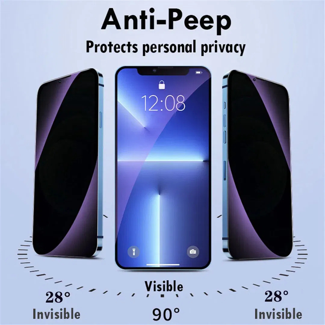 Color: Silver - Anti Blue Light Privacy Tempered Glass for iPhone 16 15 Pro Max 14 Plus 13 12 Mini 11 Eye Protection Clear Screen Protector Film