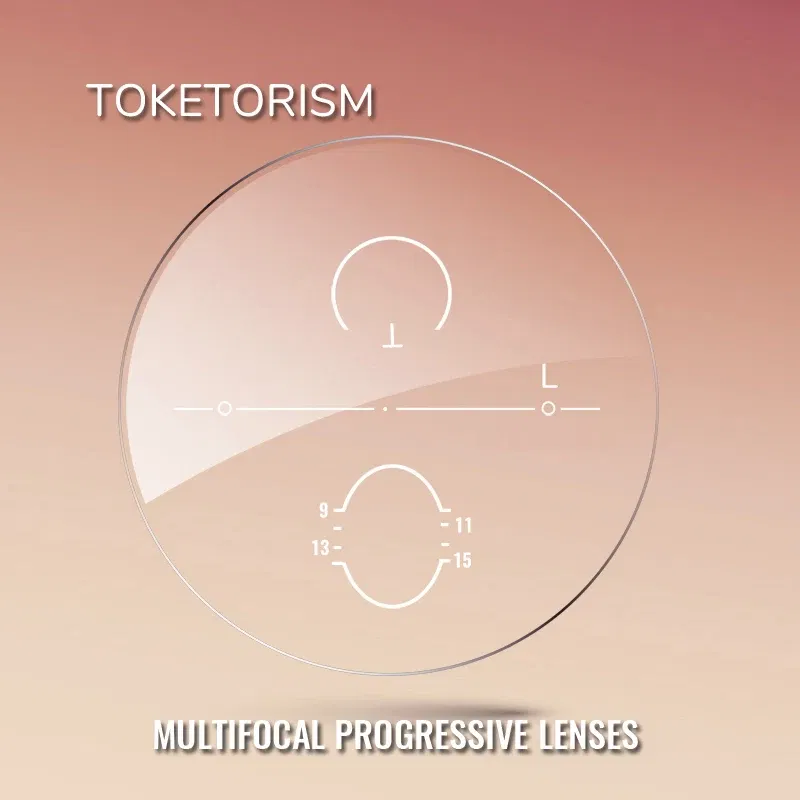 Lenses Color: Yellow, Lens Index: 1.67 - Toketorism Multifocal Lenses Customize Photochromic Anti Blue Light Progressive Prescription Glasses