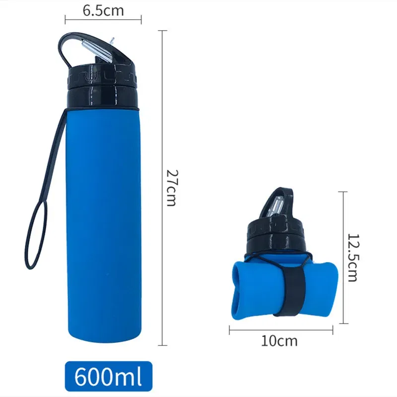 Color: green, Ships From: CHINA, Capacity: 500-1000ml - 2024 New Outdoor Sports Silicone Water Bottle Mountaineering Riding Portable Silicone Foldable Water Bottle
