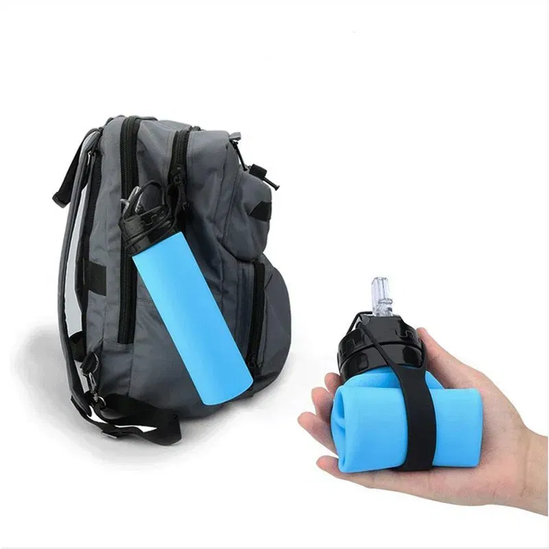 Color: green, Ships From: CHINA, Capacity: 500-1000ml - 2024 New Outdoor Sports Silicone Water Bottle Mountaineering Riding Portable Silicone Foldable Water Bottle