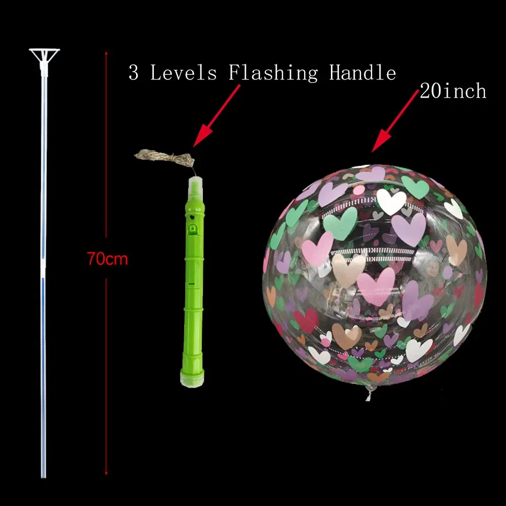 Color: army green, Ballon Size: 10inch, Shape: N - 1/5/10/20/30pcs LED Light Up BoBo Balloons Colorful 3 Levels Flashing Handle 20 Inches Bubble Balloon 70cm Stick