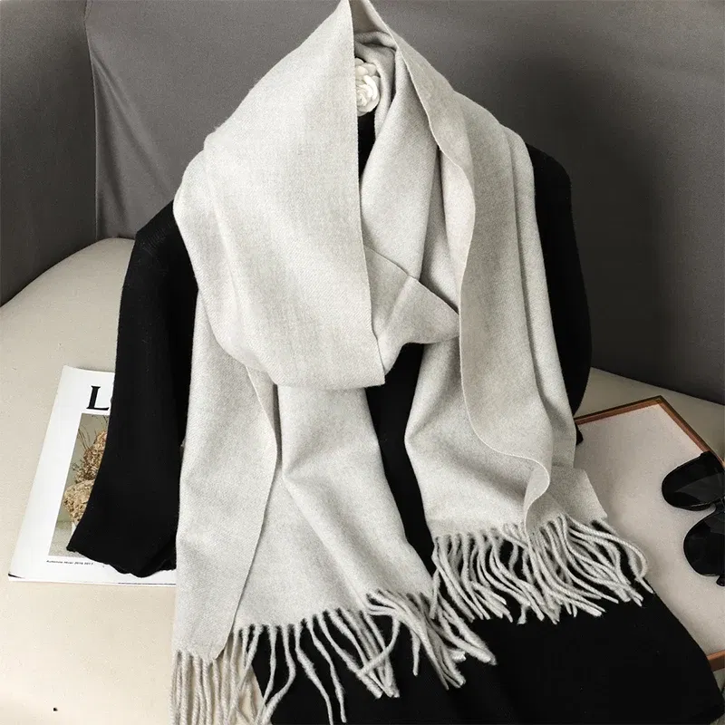 Color: PEACOCK BLUE - New 62 Color Winter Scarf For Women Long Warm Cashmere Scarves Hijab Solid Lady Shawl Wrap Female Pashmina Bandana Head Scarfs