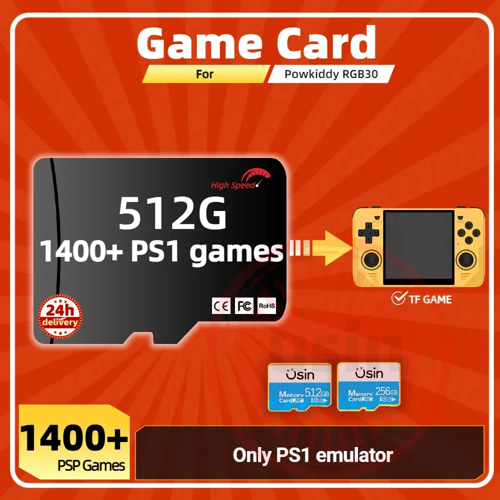 Color: Green, Ships From: CHINA - Game Card For Powkiddy RGB30 Memory TF Plug&Play Pre-install Retro Games PSP PS1 SD portable Handheld High Speed Card 1Tb 512G