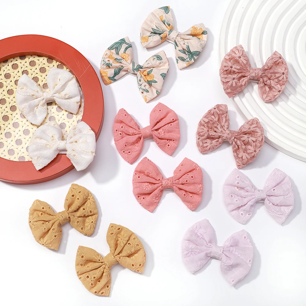 Color: black - 2Pcs/Set Solid Color Kids Bows Hair Clips for Baby Girls Handmade Plaid Bowknot Hairpin Barrettes Photograph Hair Accessories