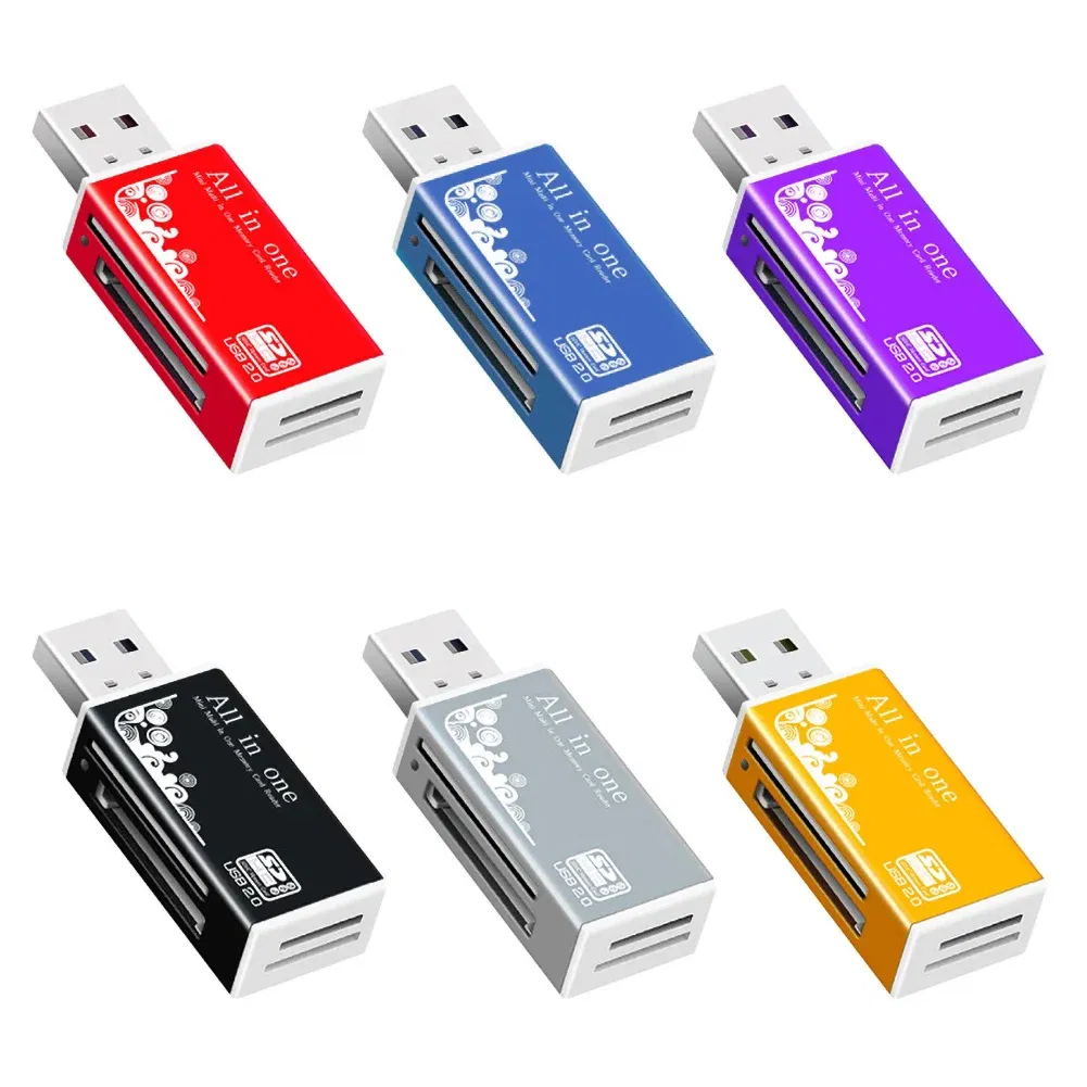 Color: Blue - Multifunctional USB 2.0 Micro-SD/TF/CT/MS/SDHC/MMC Memory Card Reader Adapter
