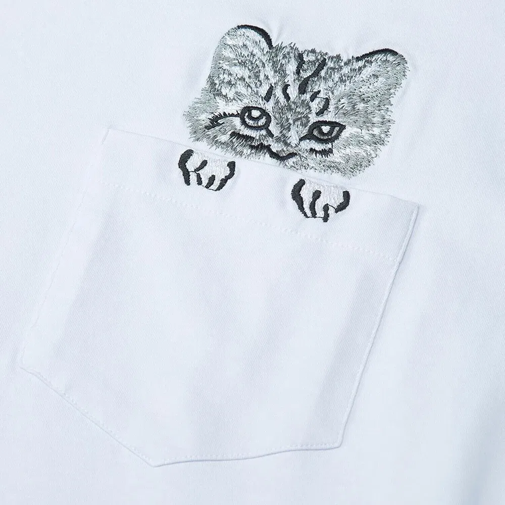 Color: green, Size: XL, Ships From: CHINA - 2021 Summer Cotton Short Sleeved Crop Top T-shirt Femme Embroidered Cat T Shirts Cartoon Women Fashion Cactus Top Tee T Shirt