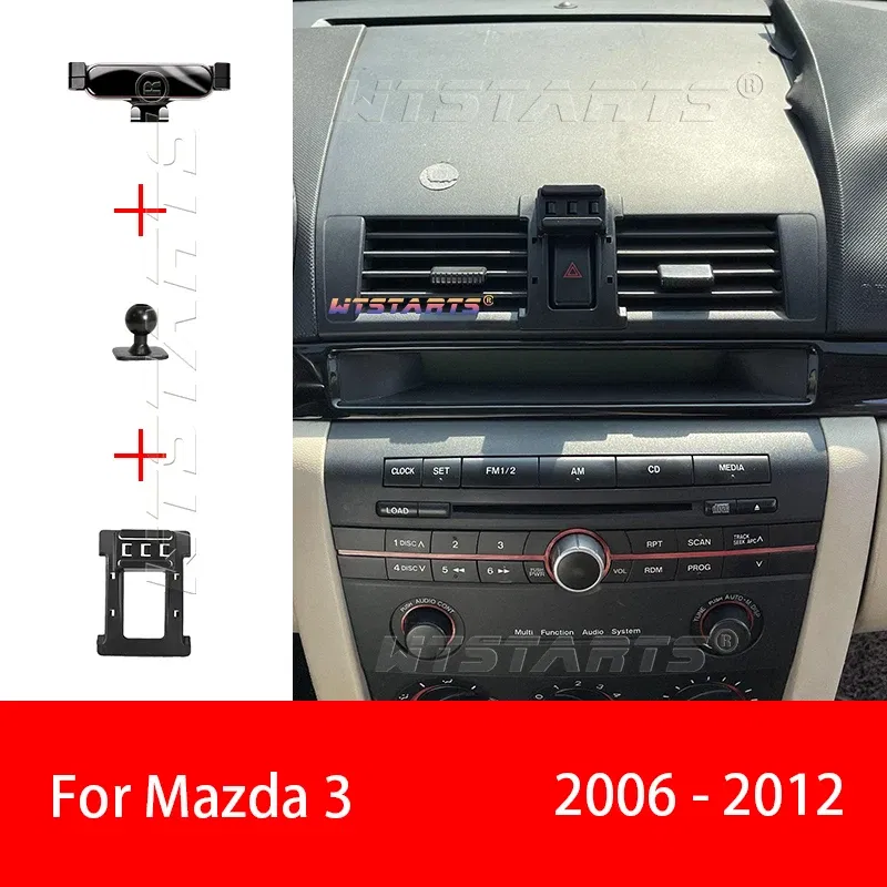 Color Name: black - For Mazda 3 2006-2012 Adjustable Car Phone Holder Mobile Mount Gravity GPS Rotatable Navigation Bracket Car Accessories