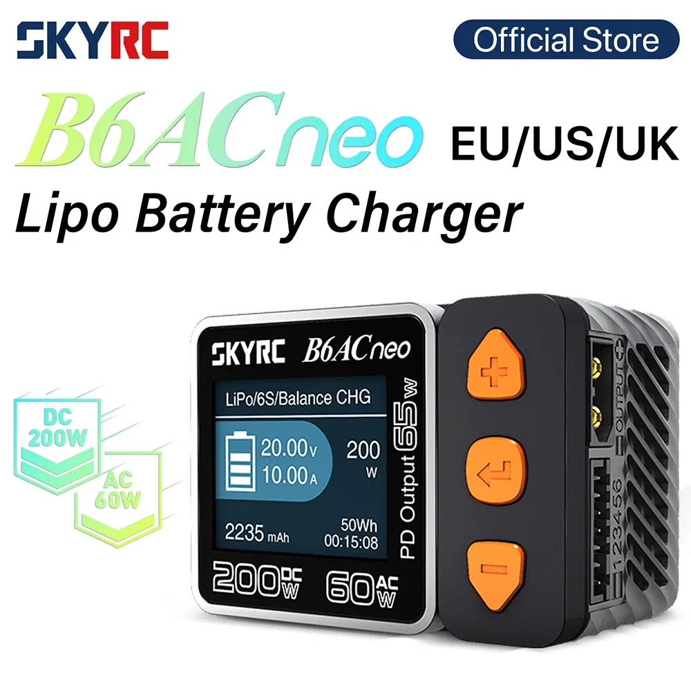 Color: WHITE - SKYRC B6ACneo Charger DC 200W AC 60W 10A Balance Charger Discharger Digital LiPo LiFe LiIon LiHV NiMH NiCd Pb Smart Battery
