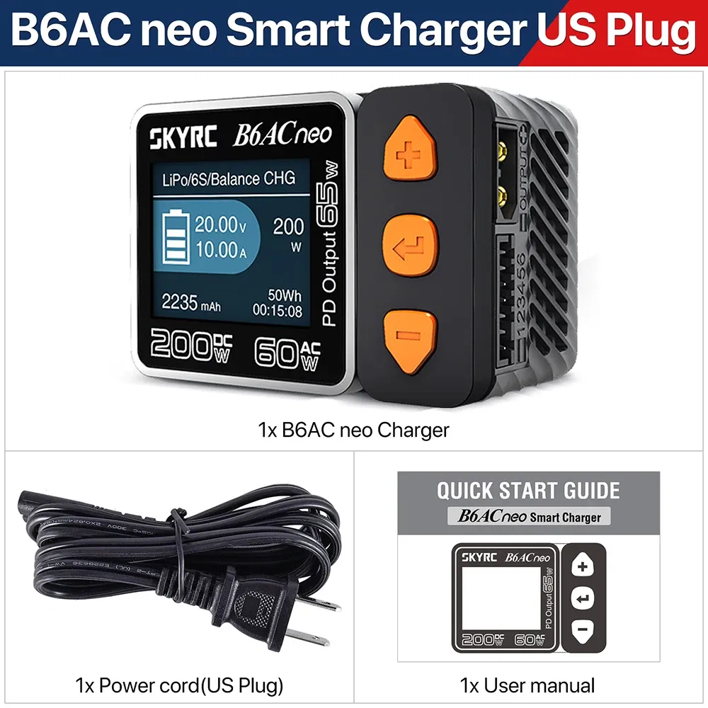 Color: WHITE - SKYRC B6ACneo Charger DC 200W AC 60W 10A Balance Charger Discharger Digital LiPo LiFe LiIon LiHV NiMH NiCd Pb Smart Battery