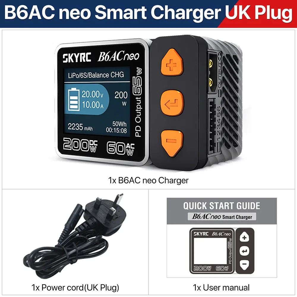 Color: WHITE - SKYRC B6ACneo Charger DC 200W AC 60W 10A Balance Charger Discharger Digital LiPo LiFe LiIon LiHV NiMH NiCd Pb Smart Battery