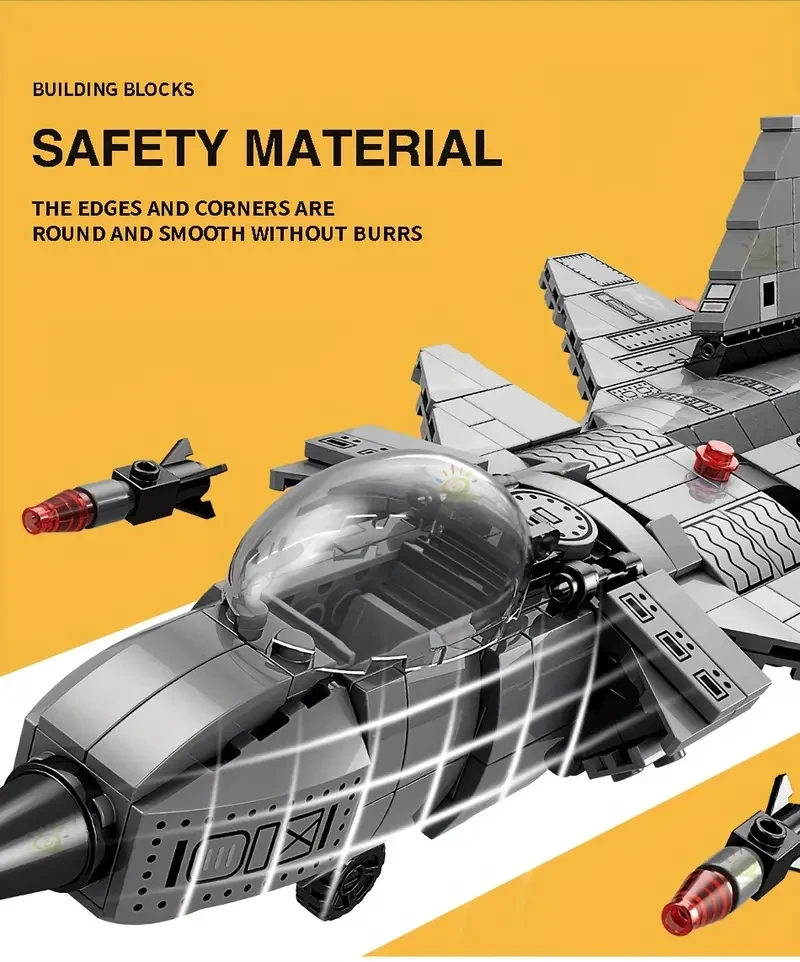 8 In 1 Educational Assembled Toys Military Series Aircraft Building Blocks Fighter Model