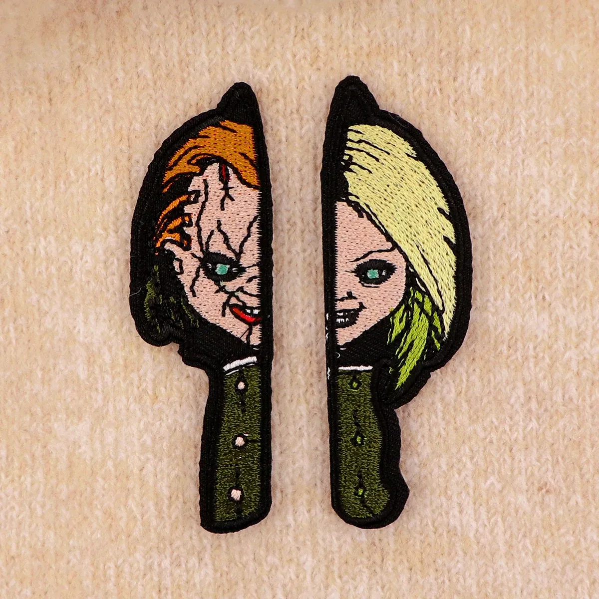 Color: Antique Brass - Horrible Movie Embroidered Patches For Clothing Thermal Glue DIY Jackets Iron On Patches For Clothing Sewing Stickers