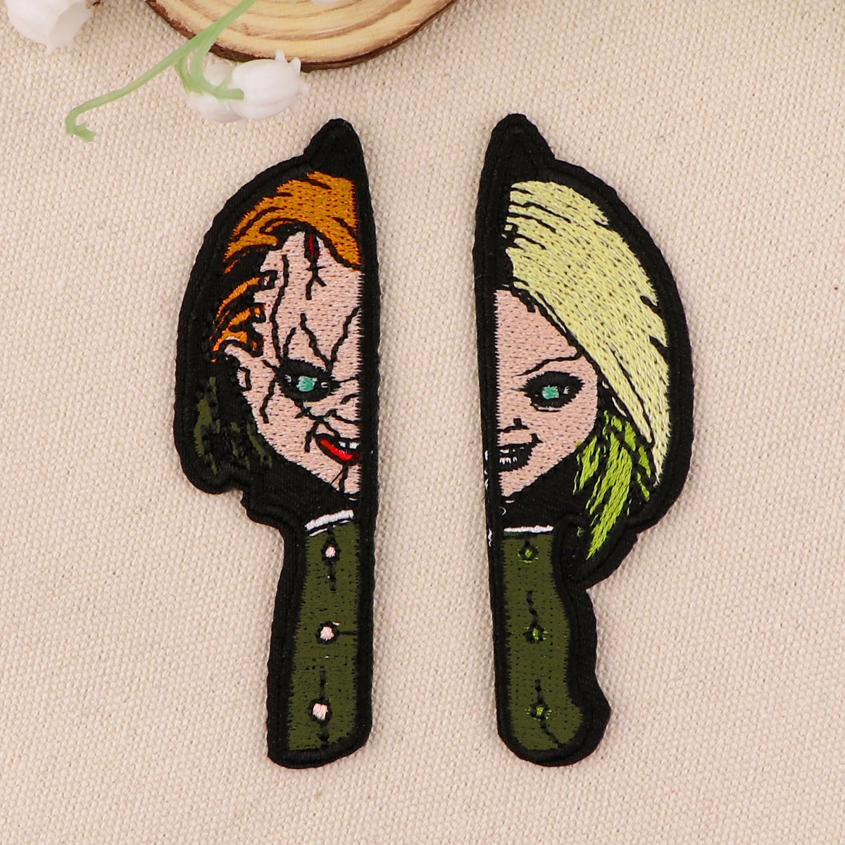 Color: Antique Brass - Horrible Movie Embroidered Patches For Clothing Thermal Glue DIY Jackets Iron On Patches For Clothing Sewing Stickers