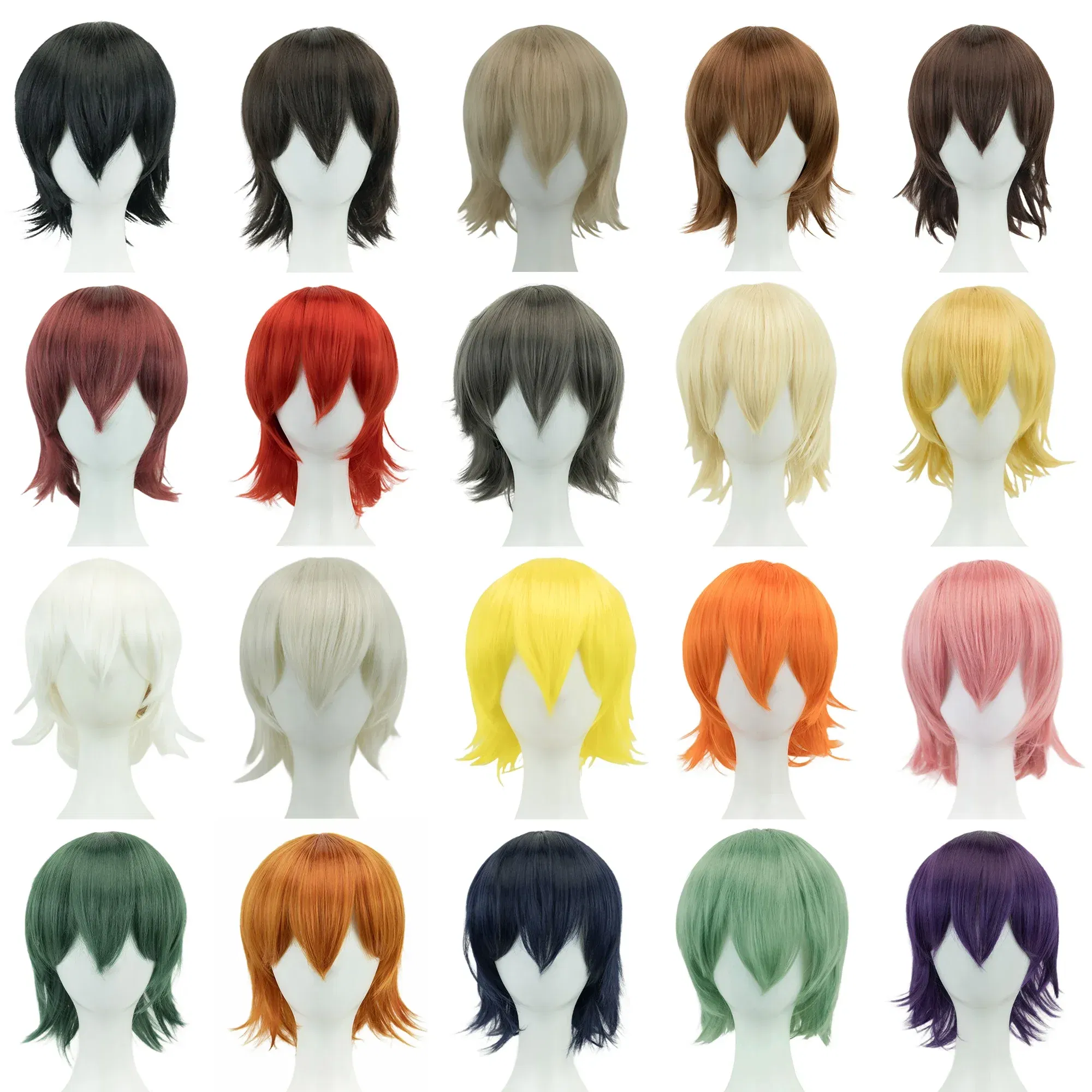 Color: Blue, Stretched Length: 12INCHES - Synthetic Unisex 12 Inches Short Cosplay Hair Party BOB Wigs with Bangs Pink Blonde Orange Halloween Costume Lolita Wig