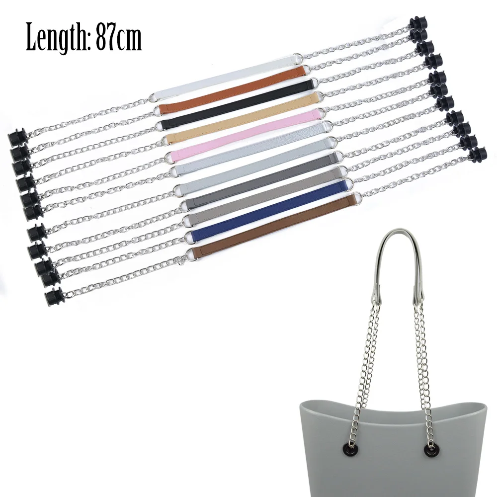 Ships From: CHINA, Color: Chocolate - New Tanqu 1 Pair Silver Long Thick Single Chain with OT metal buckle Black screws for Obag O bag Handles for Women Bag Handbags