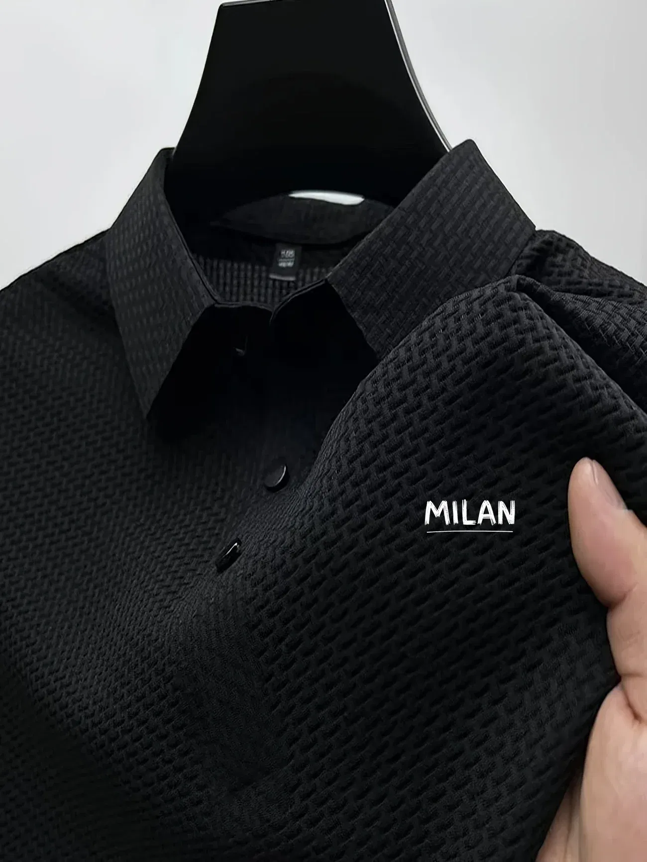 Color: SKY BLUE, Size: XL - Classic men's casual POLO shirt soft and breathable MILAN pattern quick-drying top T-shirt