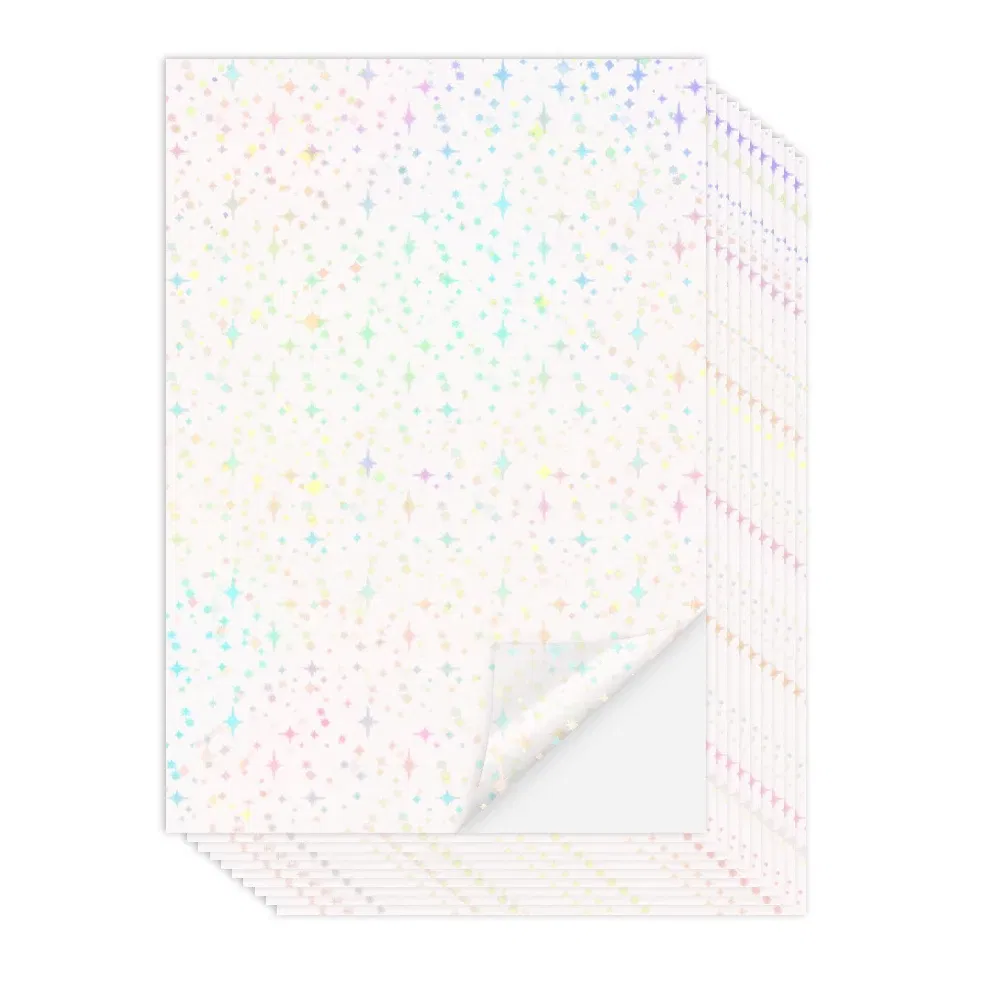 Color: Yellow - 10 Sheets Cold Laminating Film Paper A4 Sheet Self Adhesive Sticker Protect Photo Waterproof Transparent Star Lamination Film