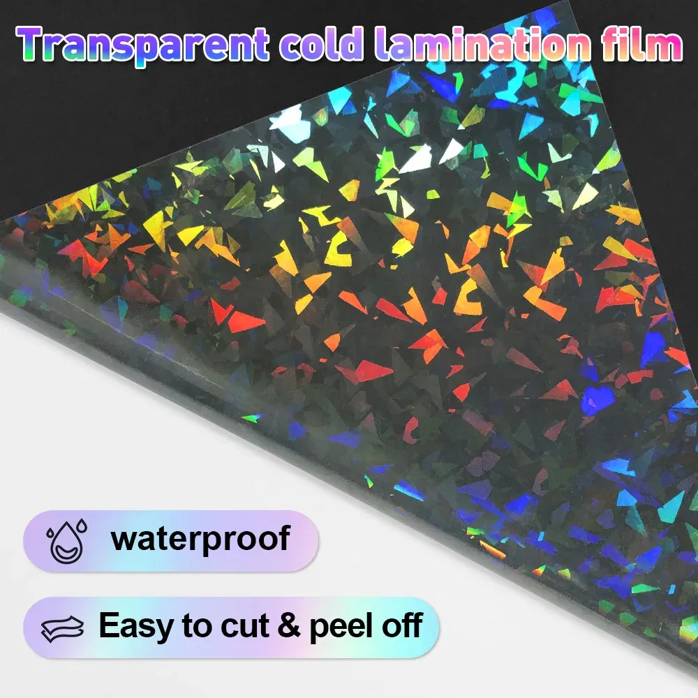Color: Yellow - 10 Sheets Cold Laminating Film Paper A4 Sheet Self Adhesive Sticker Protect Photo Waterproof Transparent Star Lamination Film