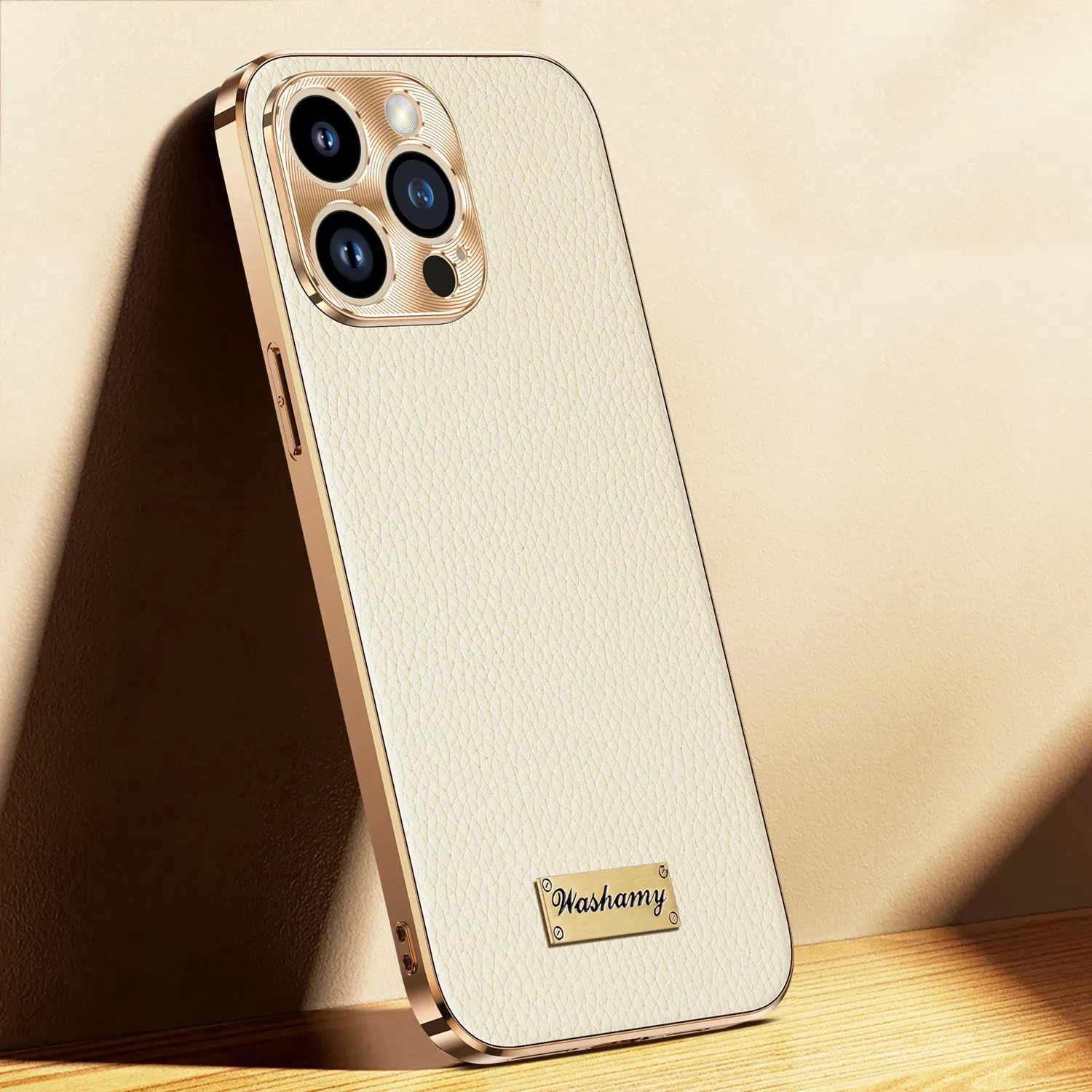 Color: SKY BLUE, Compatible-Phone Models: For iPhone 16 Pro - Luxury Genuine Leather Phone Case For iPhone 15 14 13 Pro Max Plating Soft Silicone Frame Shockproof Cover For iPhone 16 Pro Max