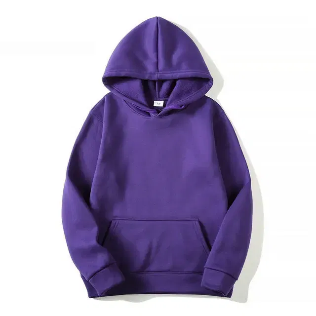 Color: PURPLE, Size: XL - Blank Fleece Fashion Hoodies Men Pull Over Wholesale Hooded Sweatshirt Unisex Cheap Solid Hoodie In Bulk Sudaderas Con Capucha