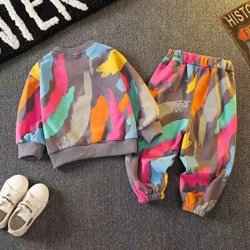 Color: Orange, Kid Size: 6, Ships From: CHINA - Spring Toddle Baby Clothes Set Fashion Graffiti Sweater and Pant Outfit Children Boy Girl Cartoon Bear Top and Bottom Tracksuit