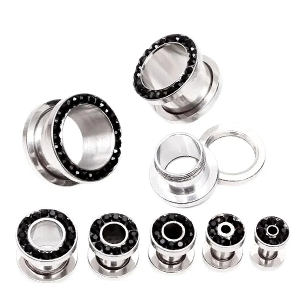 Metal color: Antique Copper Plated, Main Stone Color: Yellow - 2pc Steel Multicolour Crystal Ear Plug Flesh Tunnel 8g ( 3mm ) - 1" ( 25mm ) Gauge Expander Stretcher Screw Fit