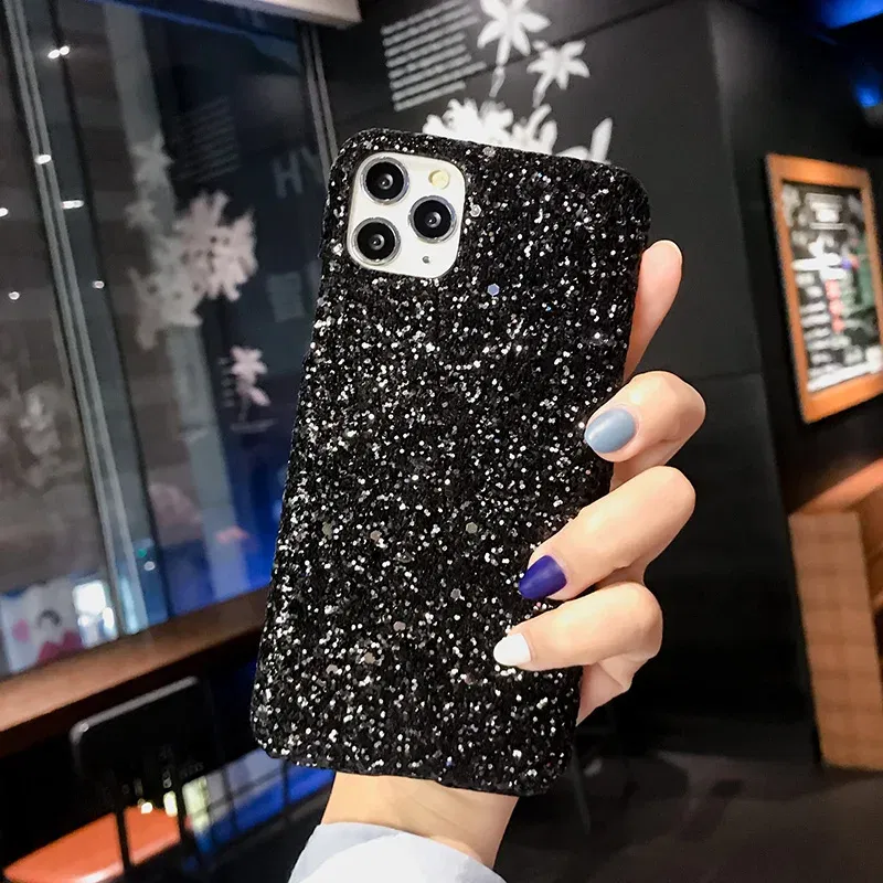 Color: Red, Material: POLYESTER - Hard Shiny Diamond Girly Phone Case for iPhone 11 12 13 14 15 Pro Max 14 15Plus