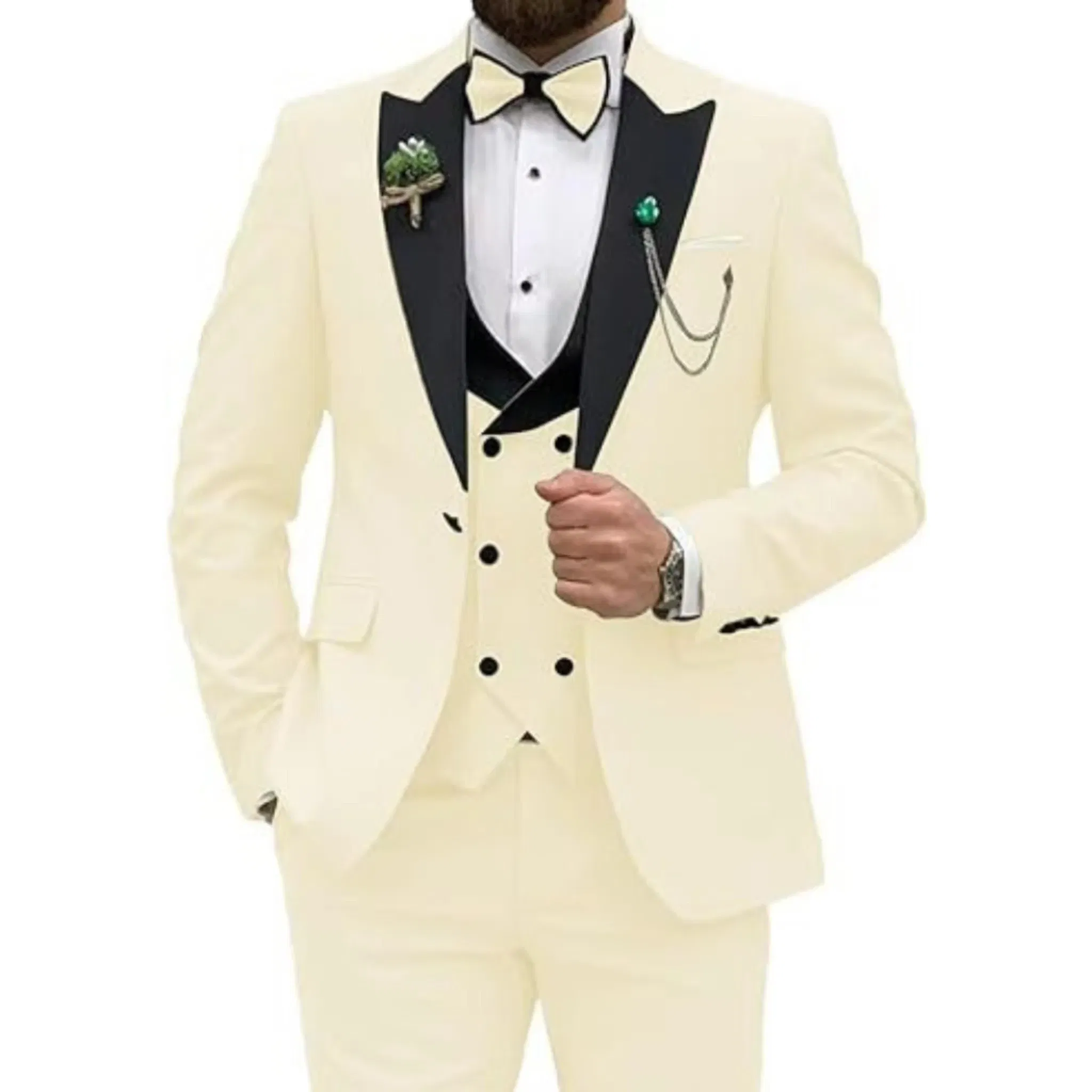 Color: Burgundy, Size: 6XL - Men Suit Colorful Luxury Blazer Vest And Pant Sets 3 Piece Birthday Dress Business Prom Evening Party Costumes High Quality