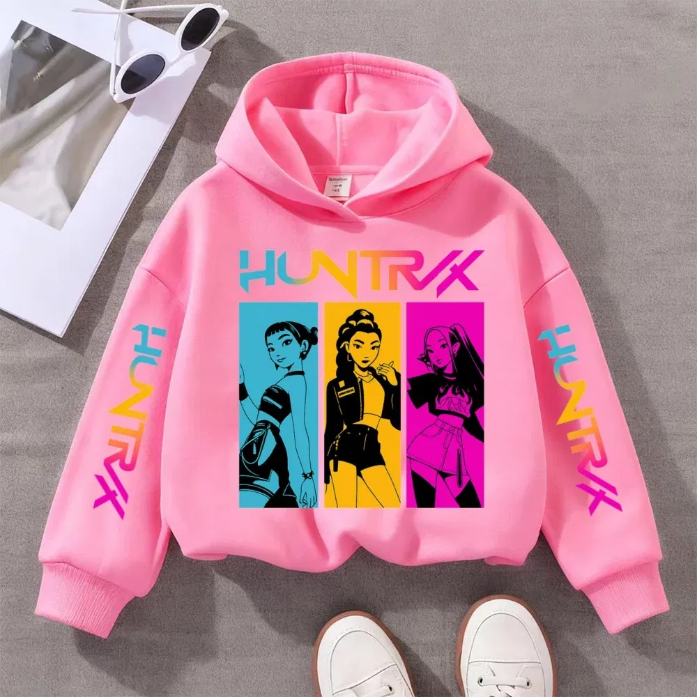 Color: Pink, Kid Size: 122 - KPOP Demon Hunters Children's Sweatshirt Girls' Clothes Girls' Sweatshirt autumn 2024 New Cute Fashion Hoodie