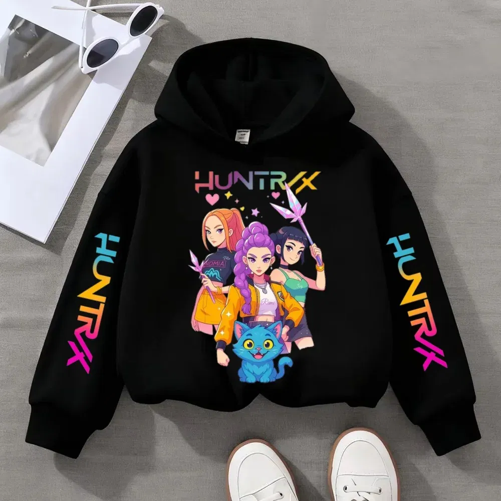 Color: Pink, Kid Size: 122 - KPOP Demon Hunters Children's Sweatshirt Girls' Clothes Girls' Sweatshirt autumn 2024 New Cute Fashion Hoodie