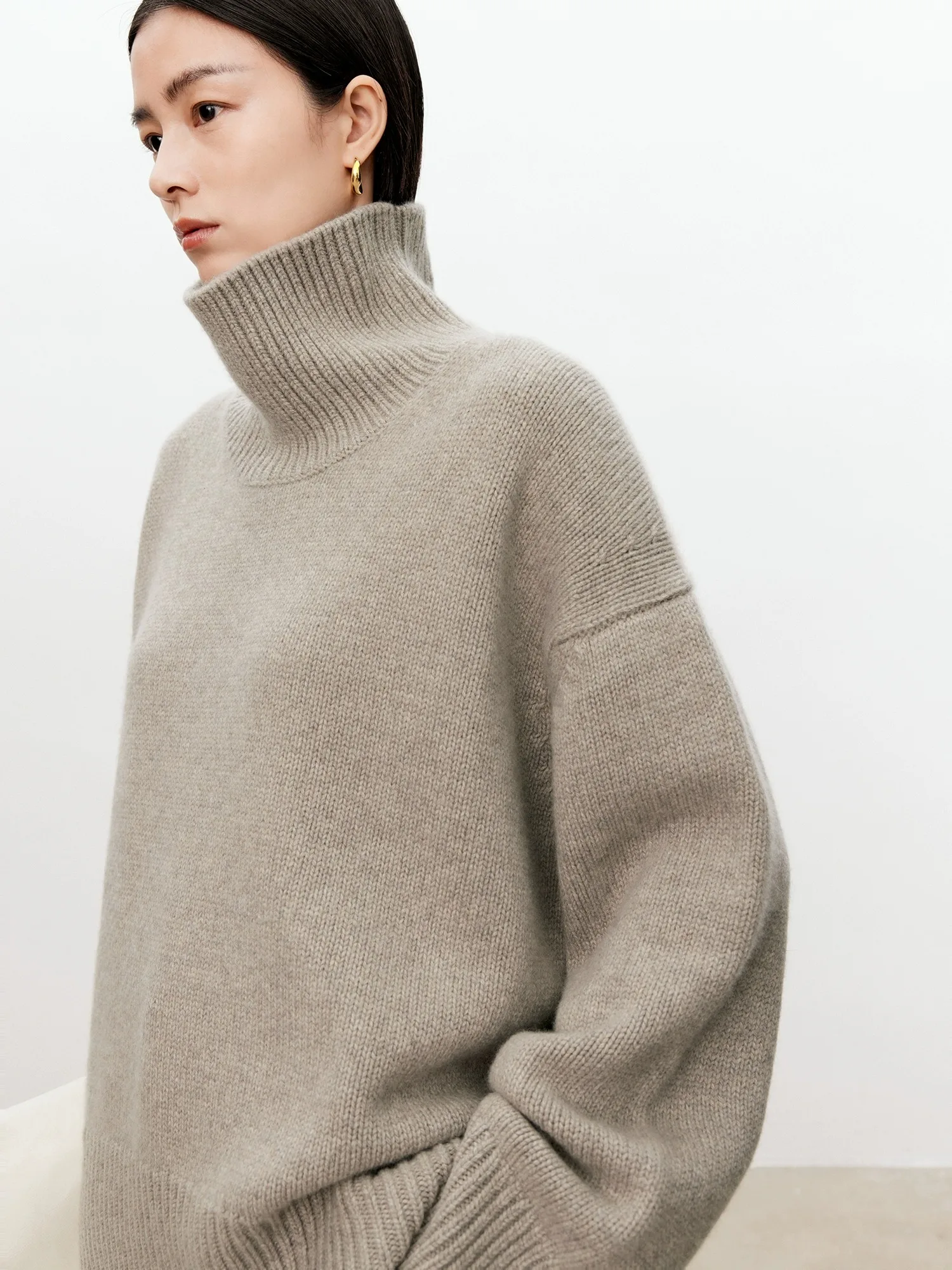 Color: green, Size: XXL, Ships From: CHINA - Turtleneck pure cashmere sweater female loose and thick languid lazy wind pullover sweater knitting base WOOL sweater