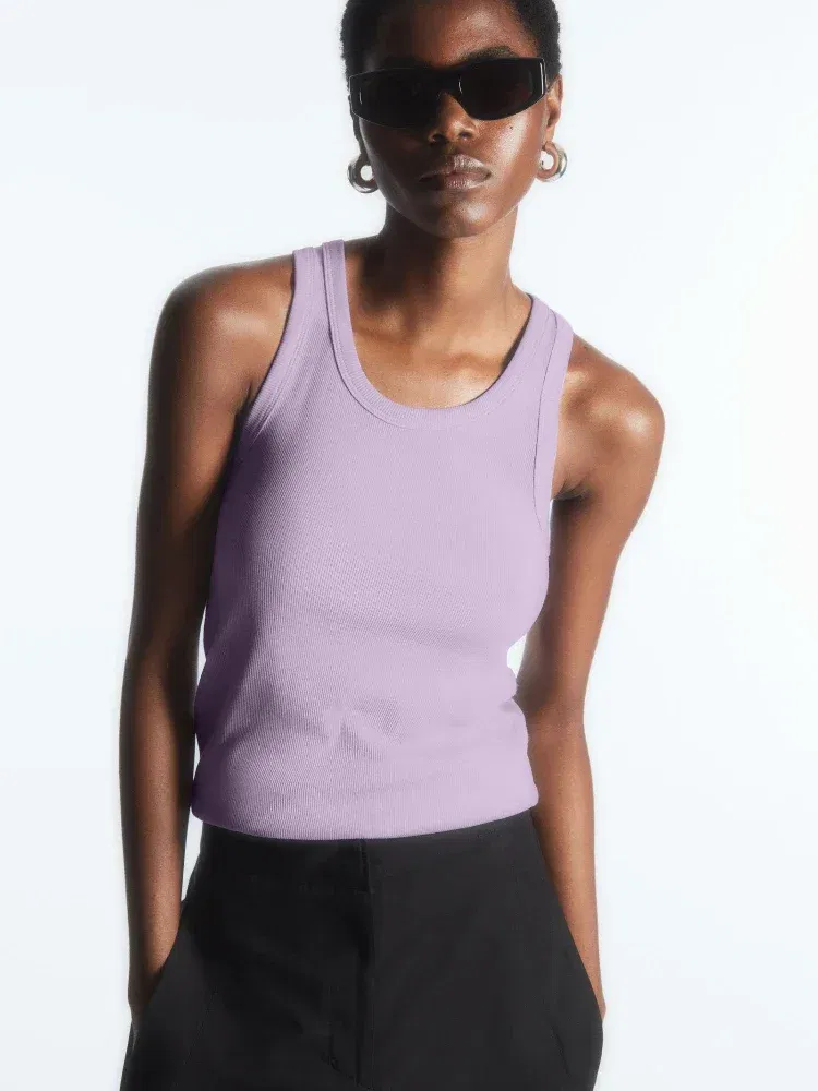 Color: Navy Blue?€ AE existing skus?‰, Size: M - Women's Tees Sleeveless 100% Cotton Tops Summer O Neck Tanks & Camis Vest Slim Solid Sexy Crop Tops for Women Fashion