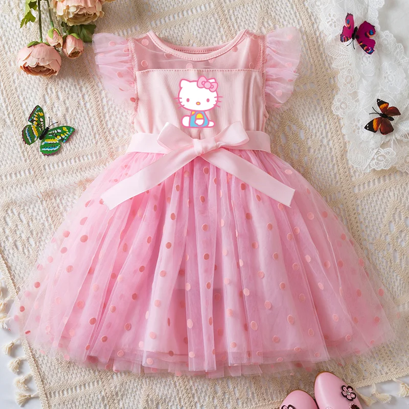 Color: Navy Blue, Size: XS - Hello Kitty 2-6Y Baby Girl Dress Princess Mesh Skirt Summer Sleeveless Wedding Party Dresses for Girls Summer