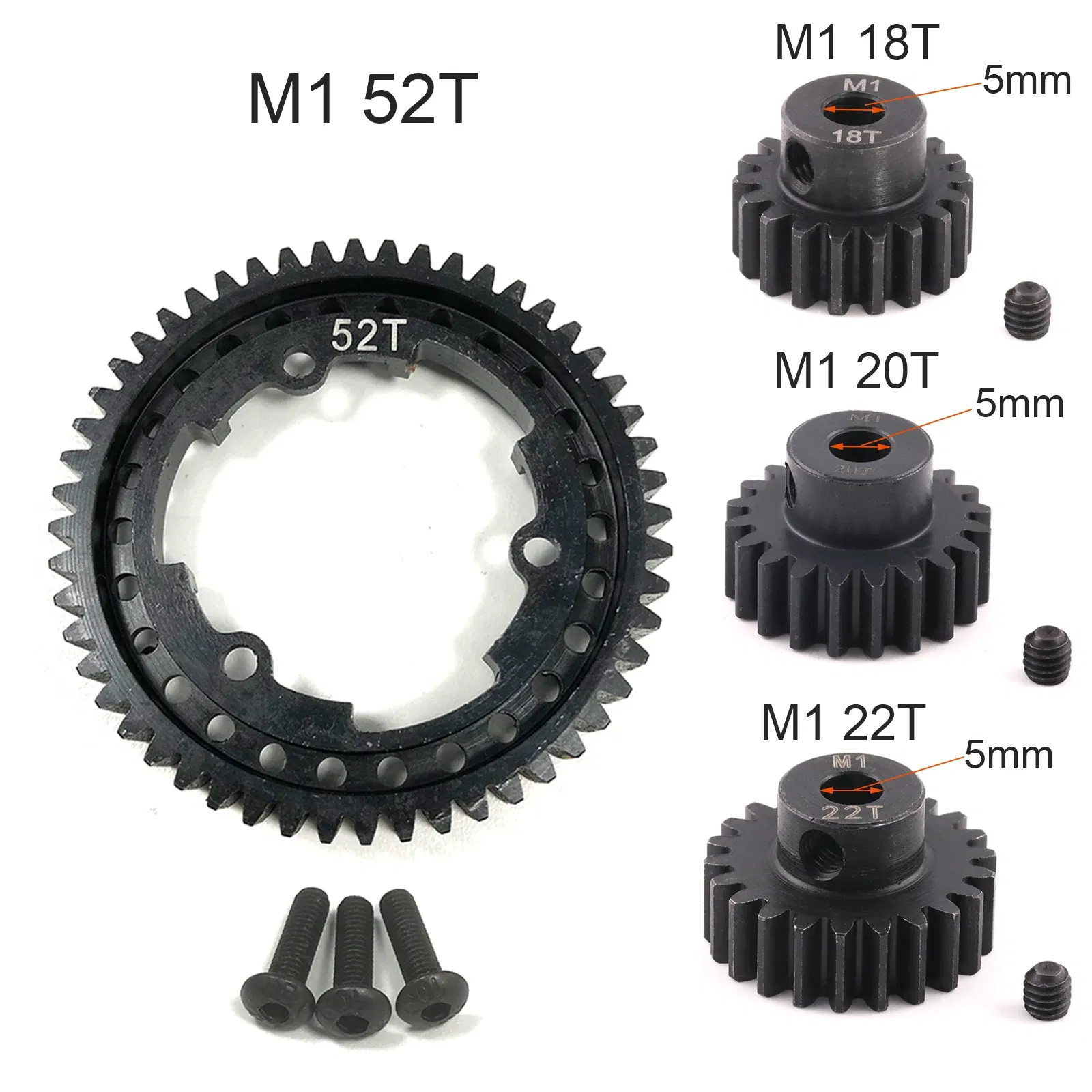 Color: Yellow - M1 46T 50T 52T 54T HardenedSteel Motor gear for 1/5 Traxxas X-Maxx 1/7 X0-1 1/10 Maxx 1/10 E-REVO 2.0 VXL RC Model Upgrade Parts
