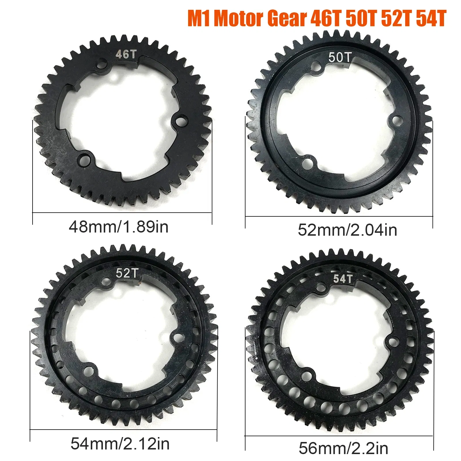 Color: Yellow - M1 46T 50T 52T 54T HardenedSteel Motor gear for 1/5 Traxxas X-Maxx 1/7 X0-1 1/10 Maxx 1/10 E-REVO 2.0 VXL RC Model Upgrade Parts