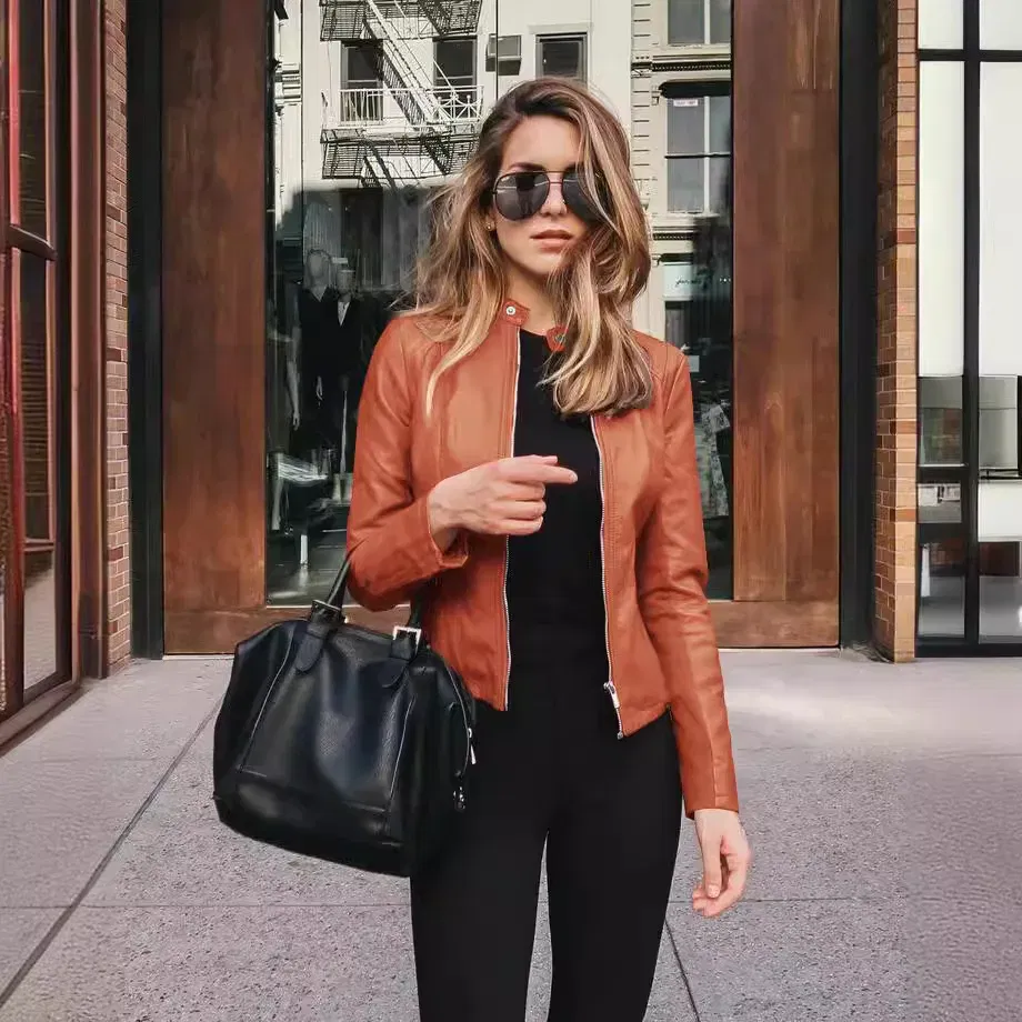 Color: black, Size: S - Womens Spring Full Long Sleeve Jacket Coat Autumn Leather Blazer Winter Zipper Outwear Suit Cardigan Female Jackets