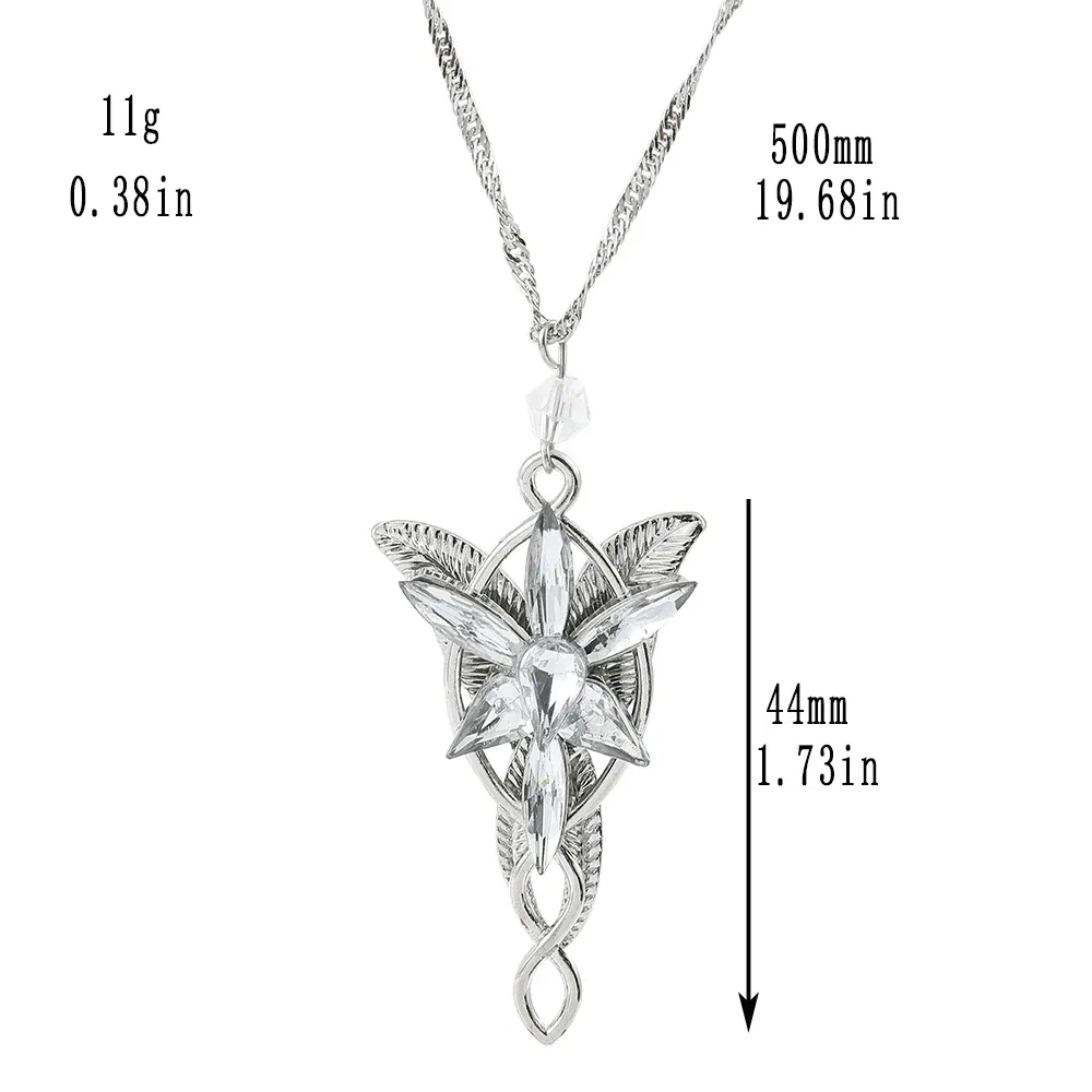 Color: Brown, Ships From: CHINA - Arwen Evenstar Crystal Pendant Necklace Silver Colour Fashion Twilight Star Necklace for Women Jewelry Accessories Toy Gift
