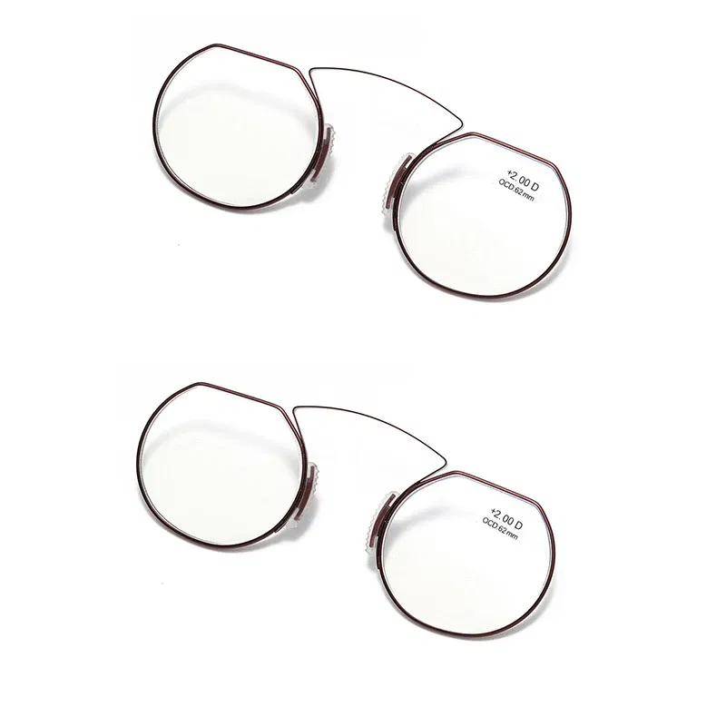 Frame Color: PURPLE, Eye Prescription: +350 - Women Clip Nose Reading Glasses Anti Blue Light Presbyopic Glasses Men Portable Men's Eyeglasses Anti-Lost Legless Bezel + Case