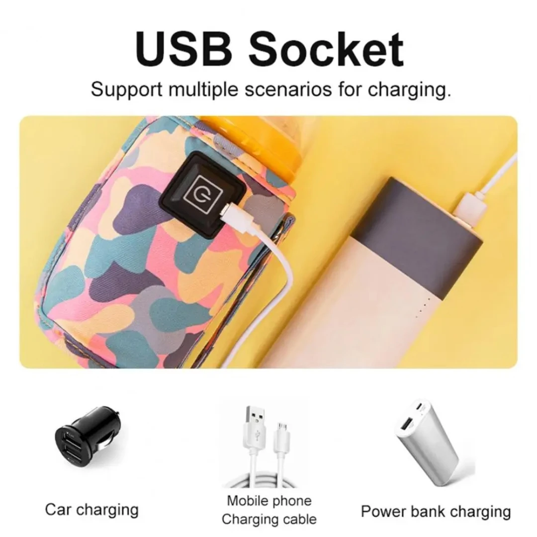 Color: Black - Baby Bottle Warmer 3-speed adjustment Baby Bottle Cup Warmer Car Portable USB Bottle Warmer Baby and Children Outdoor Travel