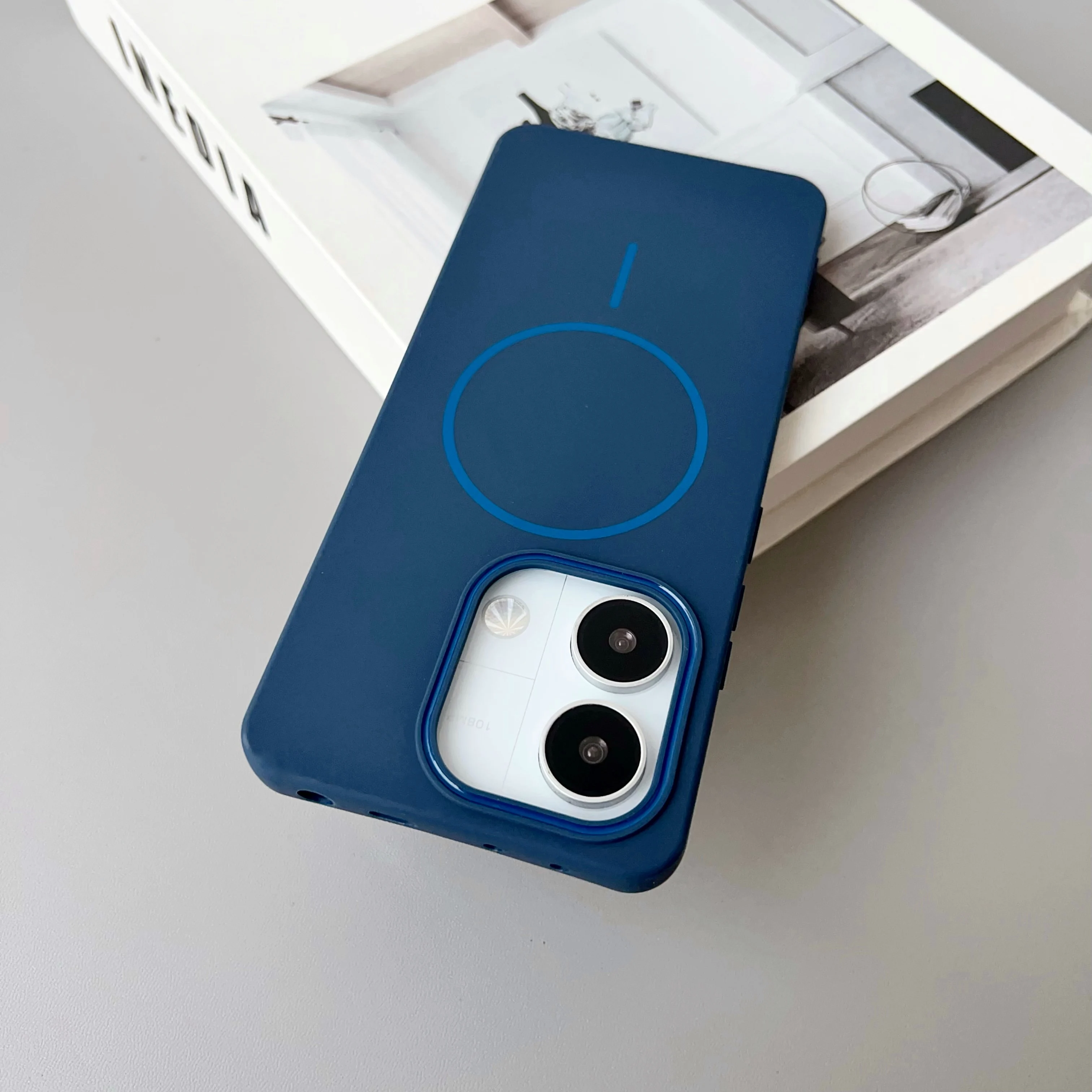 Color: Blue, Compatibility by Model: Redmi A4 - NEW For Redmi Note 14 13 Pro A4 A5 4G 5G skin sensitive original thin circle magnetic solid color phone protective case