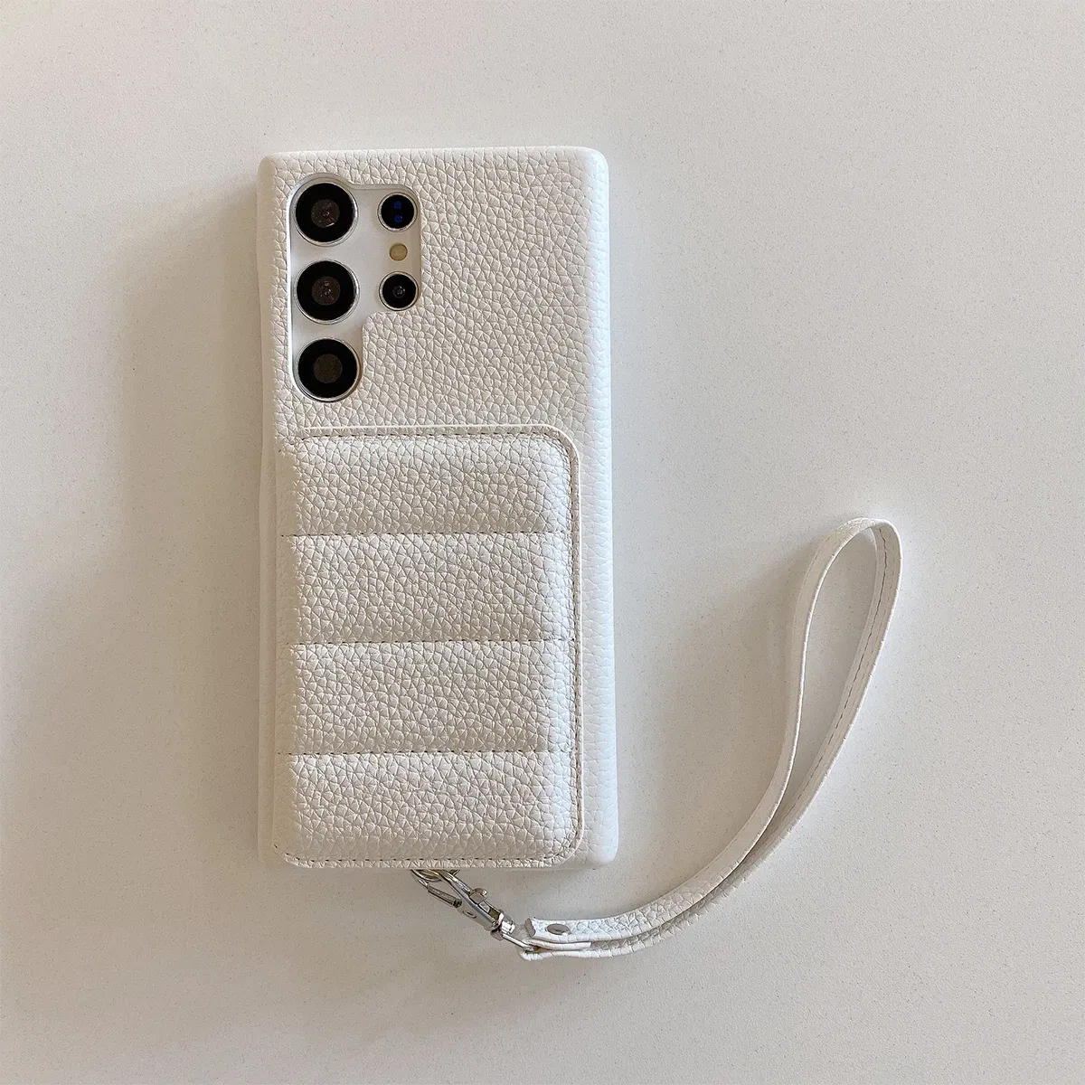Color: WHITE, Material: Neoprene - Luxury Lanyard Wallet Case For Samsung Galaxy S21 FE S22 S23 Plus Note 20 Ultra A52 A53 A54 5G Lichee Pattern Leather Cover