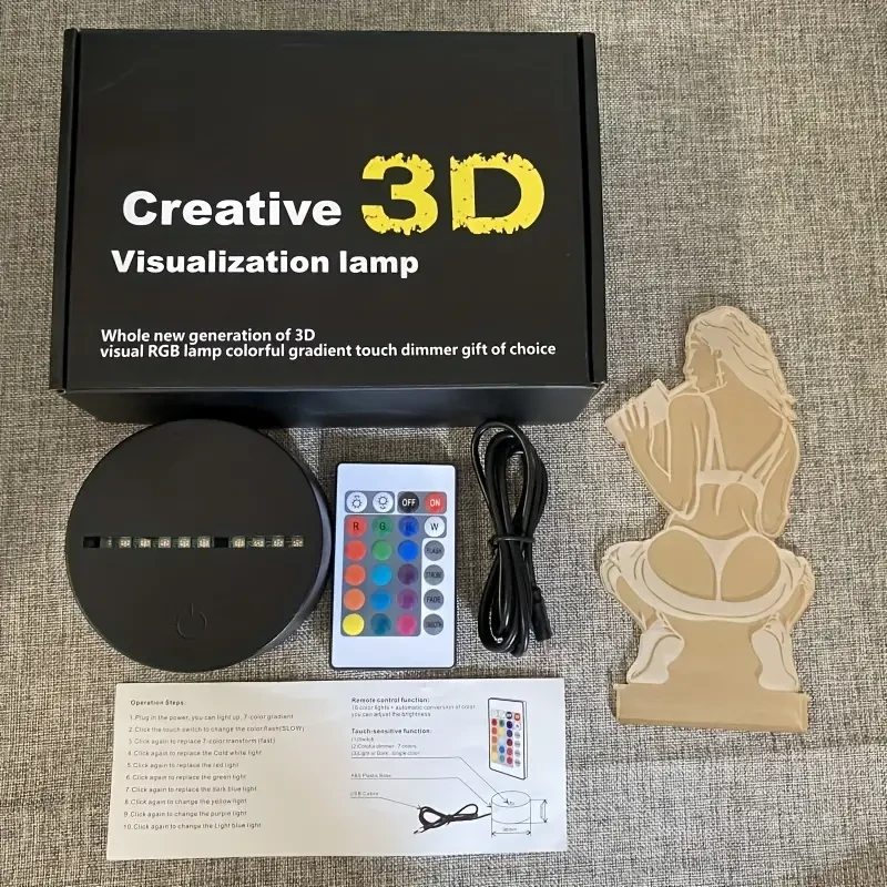 3D Artistic Desk Lamp with Remote & 16 Colors