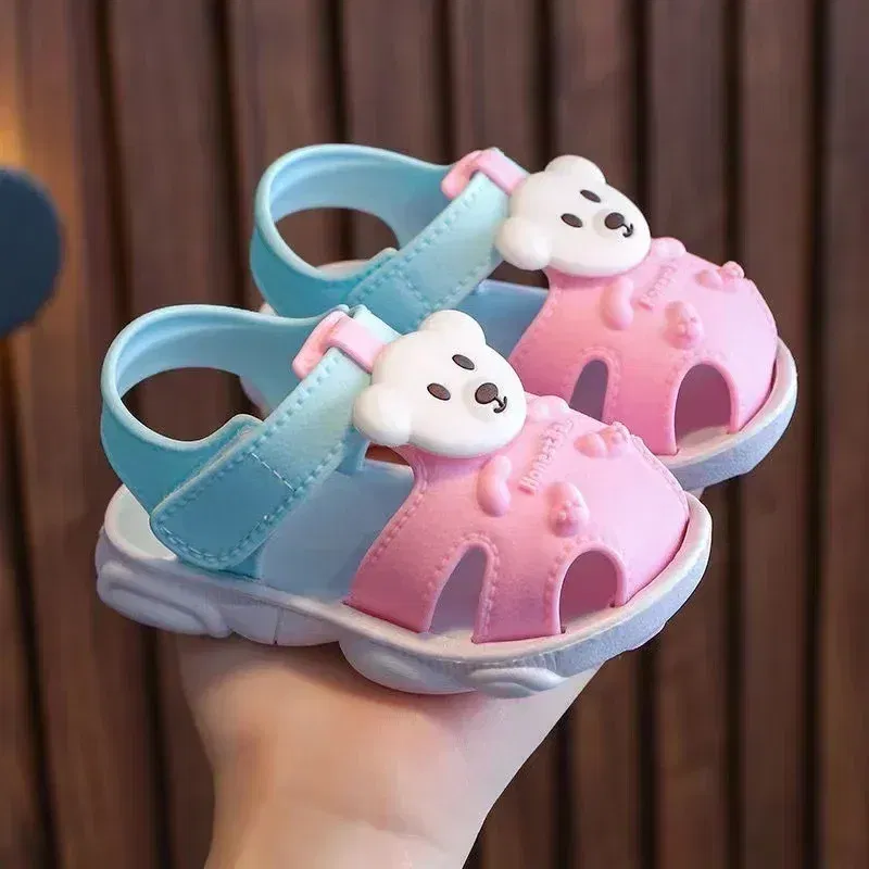 Color: Sky blue, Shoe Size: 3 - 2023 Summer Baby Boys Girls Sandals Children Beach Sandals Cartoon Infant Toddler Shoes Comfortable Soft Sole Kids Student Shoes