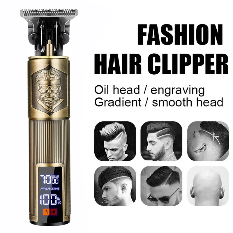 Color: grey - T9 Electric Hair Cutting Machine Hair Clipper Beard Shaving Body Hair Trimmer Clippers Professional Barber Men Trimmer Shaver