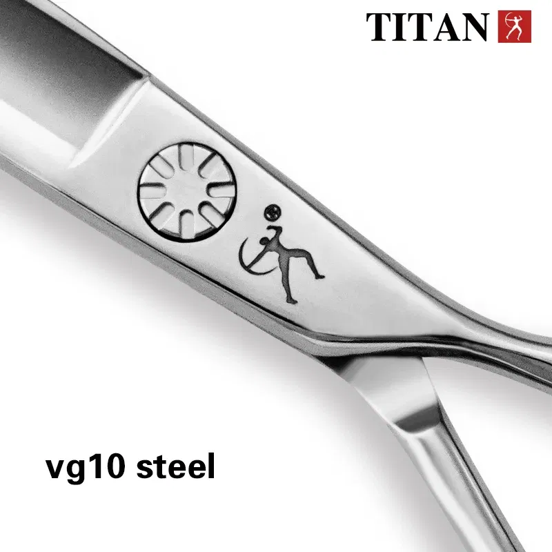 Color: Blue - Titan high quality cutting scissors beard ball screw hand made sharp VG10 steel hair