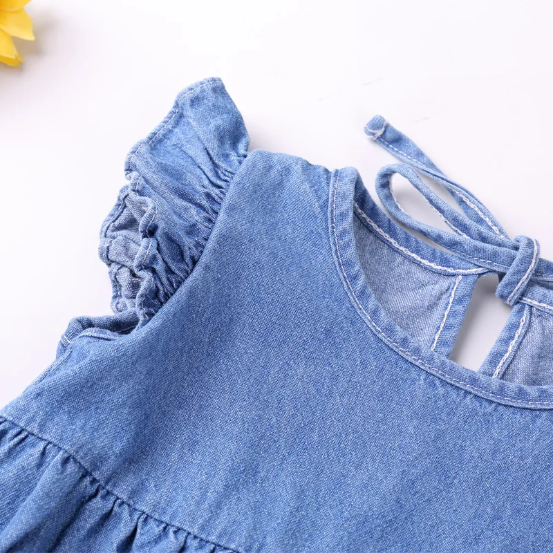 Color: Blue, Kid Size: 9M - Baby Girls Rompers Toddler Ruffles Romper Cotton Denim Fly Sleeveless Summer Bodysuit Sunsuit Outfits Newborn Infant Jumpsuit