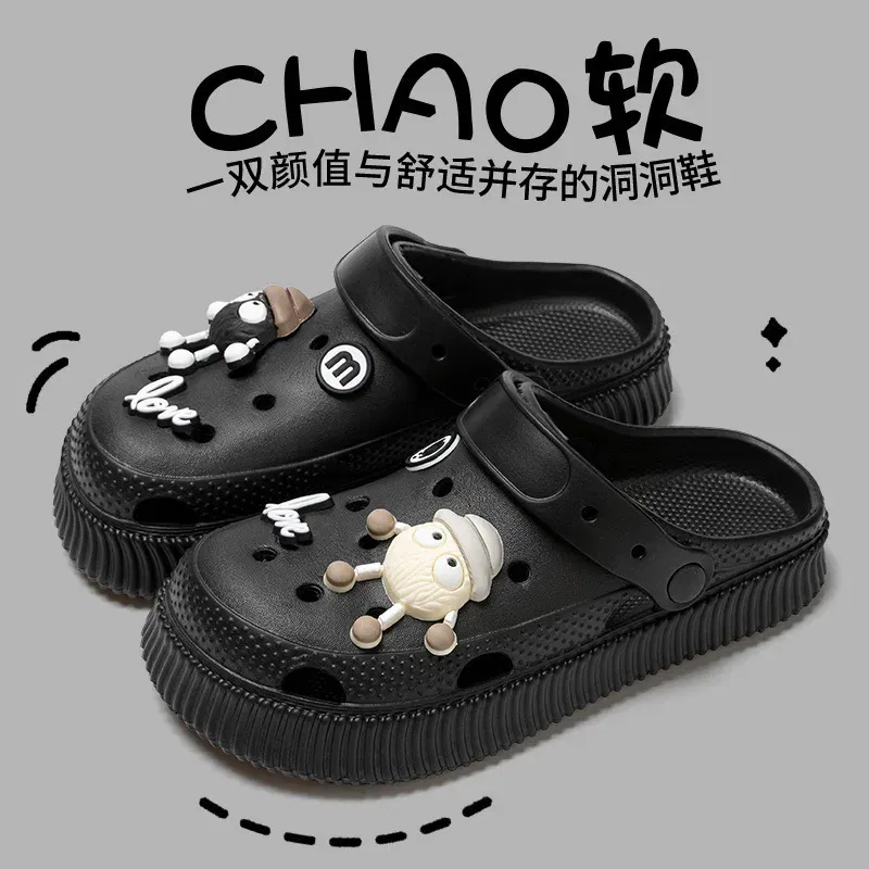 Color: YELLOW OCHRE, Shoe Size: 40-41 - Shoes hole shoes girls wear outside couple bag head women cool slippers