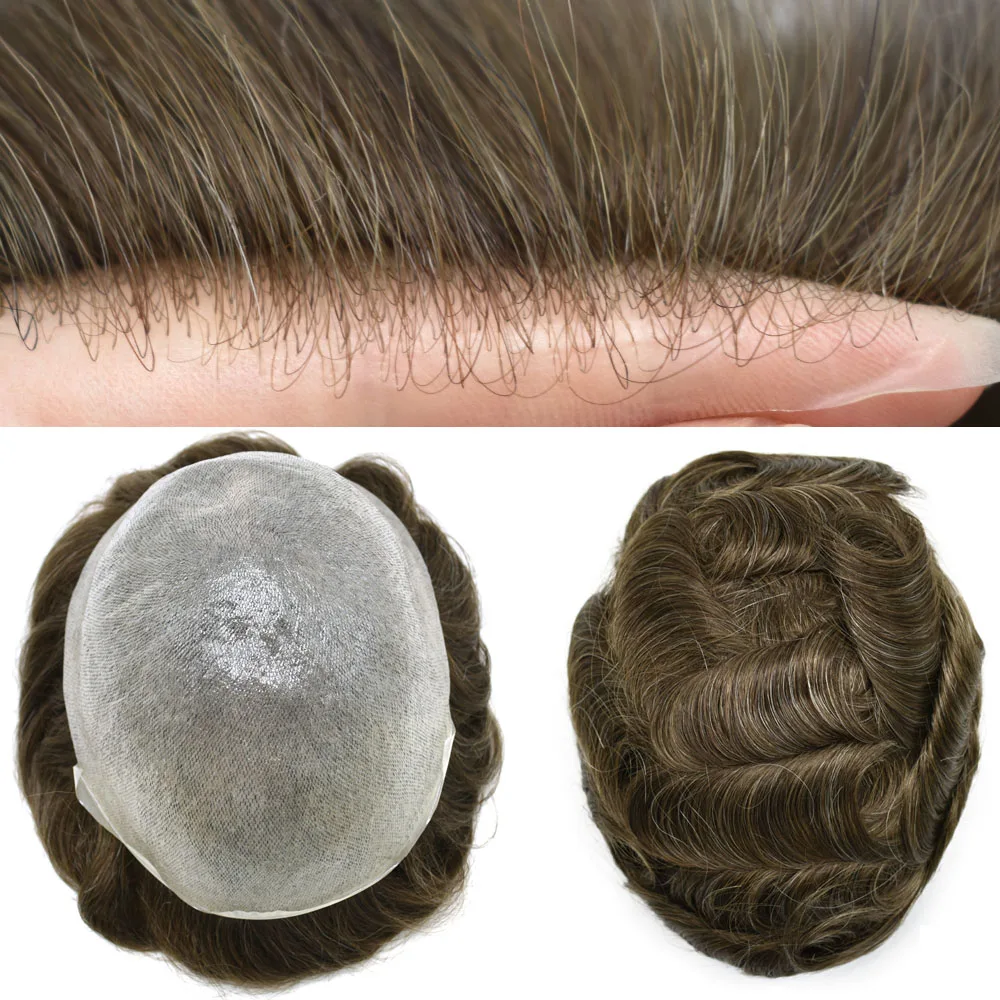 Toupee Color: 5#, Toupee Density: 90%, Length: 6 inches, Ships From: CHINA, Toupee Size: 8x10 - Men Toupee Hair Systems Ultra Thin Skin 0.06MM V-LOOP Capillary Prosthesis Invisible Hairline Real Human HairPieces Hair Units