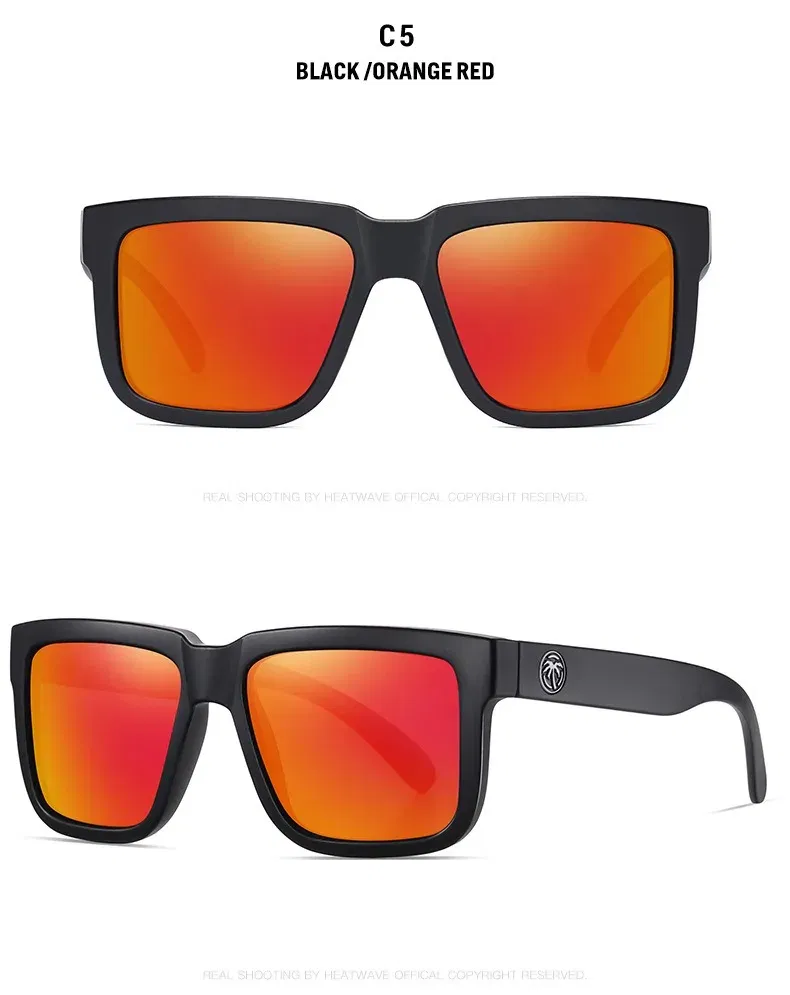 Lenses Color: green - NEW High quality luxury Heat Wave brand Polarized sunglasses square Conjoined lens Women men sun glasses UV400HW02