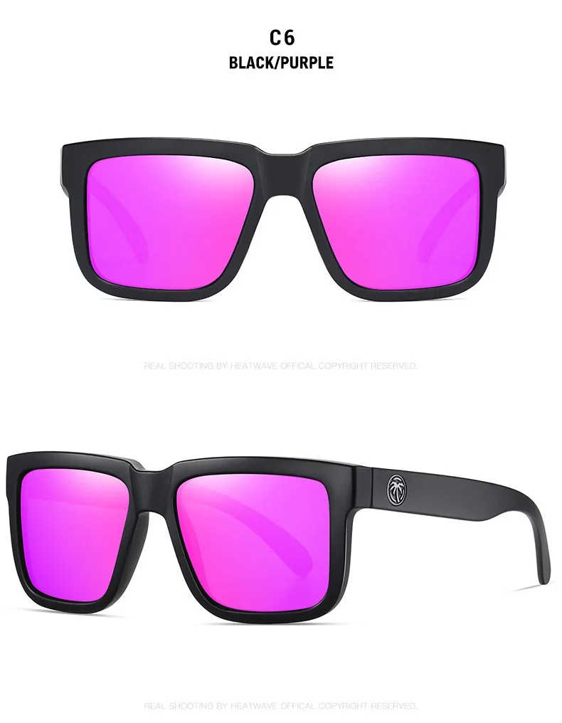 Lenses Color: green - NEW High quality luxury Heat Wave brand Polarized sunglasses square Conjoined lens Women men sun glasses UV400HW02